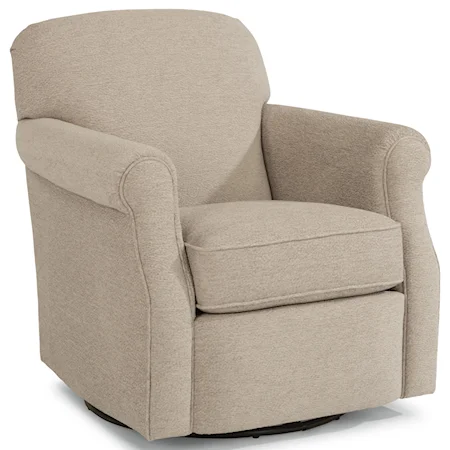 Casual Swivel Chair with Rolled Arms